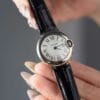 Cartier Ballon Bleu Womens Replica 11 Watch White Dial Black Leather Strap 28mm